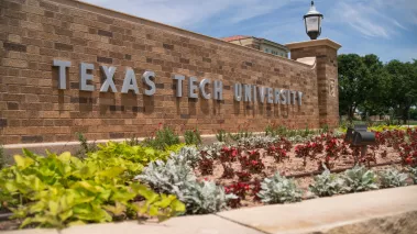 Texas Tech University entry sign in Lubbock